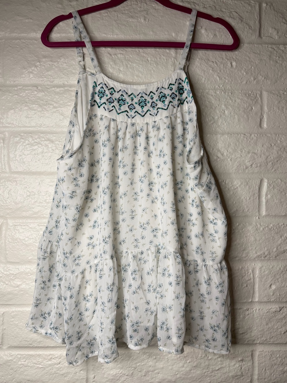 Torrid Floral Print Cami Camisole Top Beaded Blue White